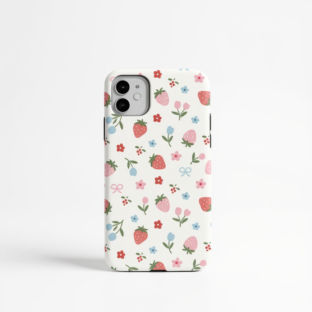 Adorable Strawberry Floral Tough Phone Case