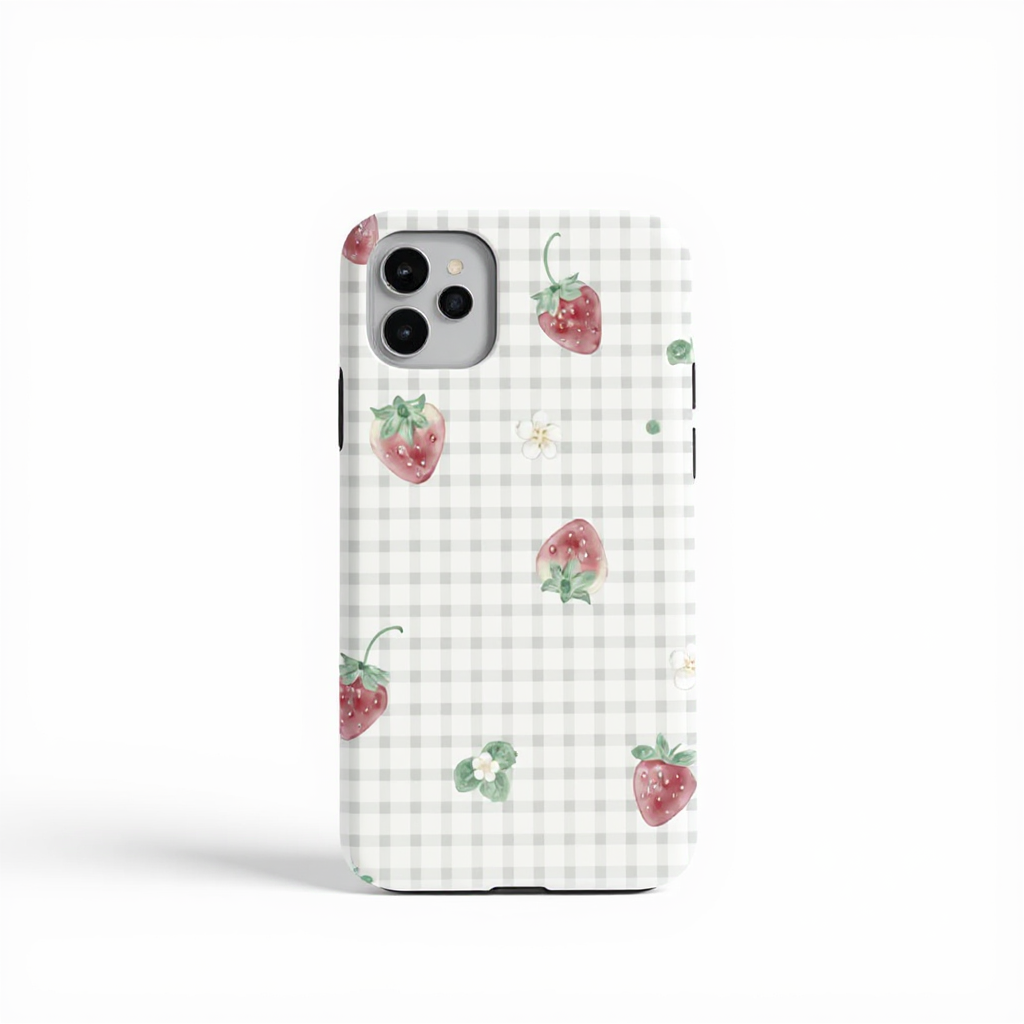 Adorable Strawberry Gingham Tough Phone Case