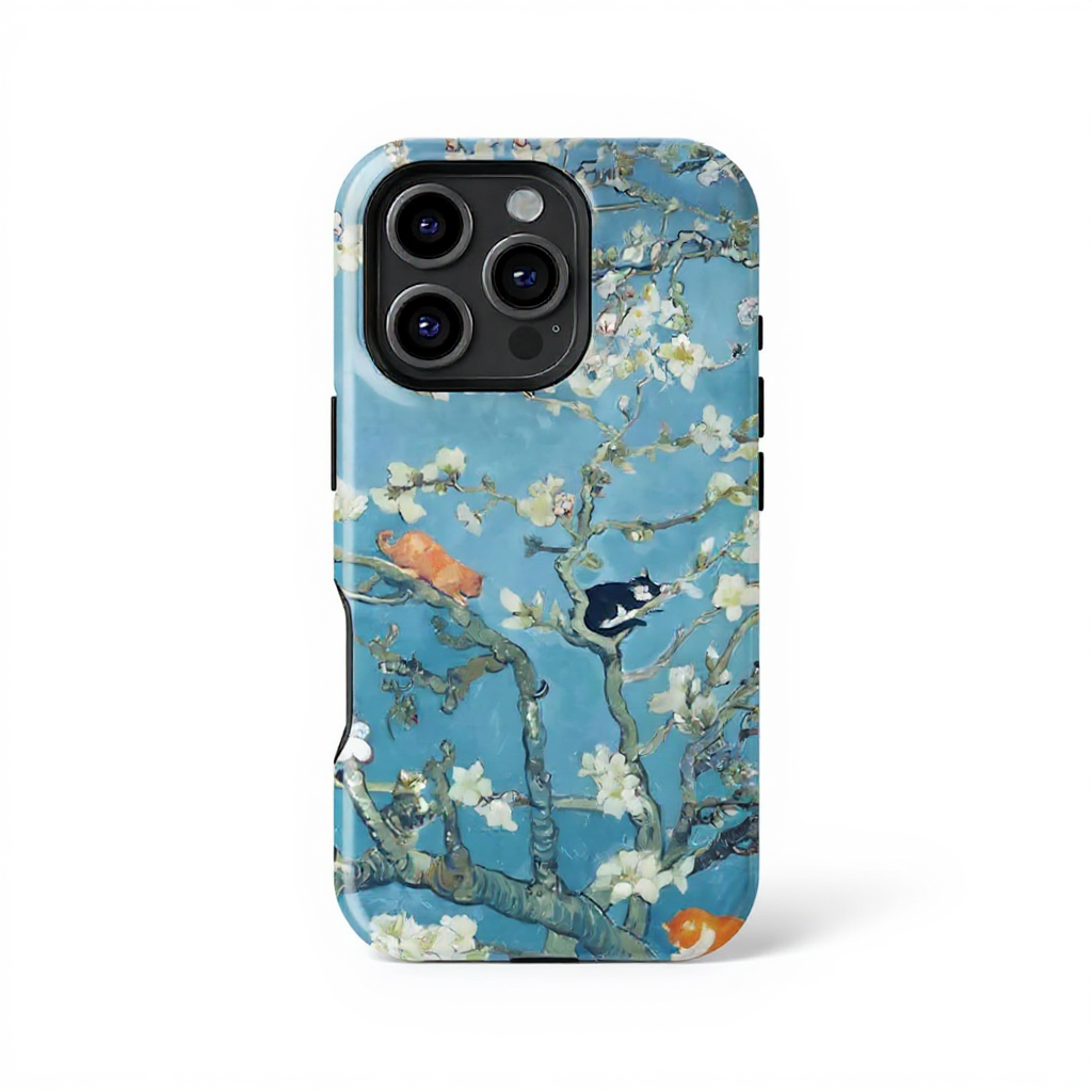 Artistic Cats on Blossom Tree Tough Phone Case
