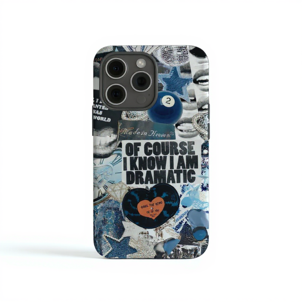 Bold Blue Collage Art Tough Phone Case