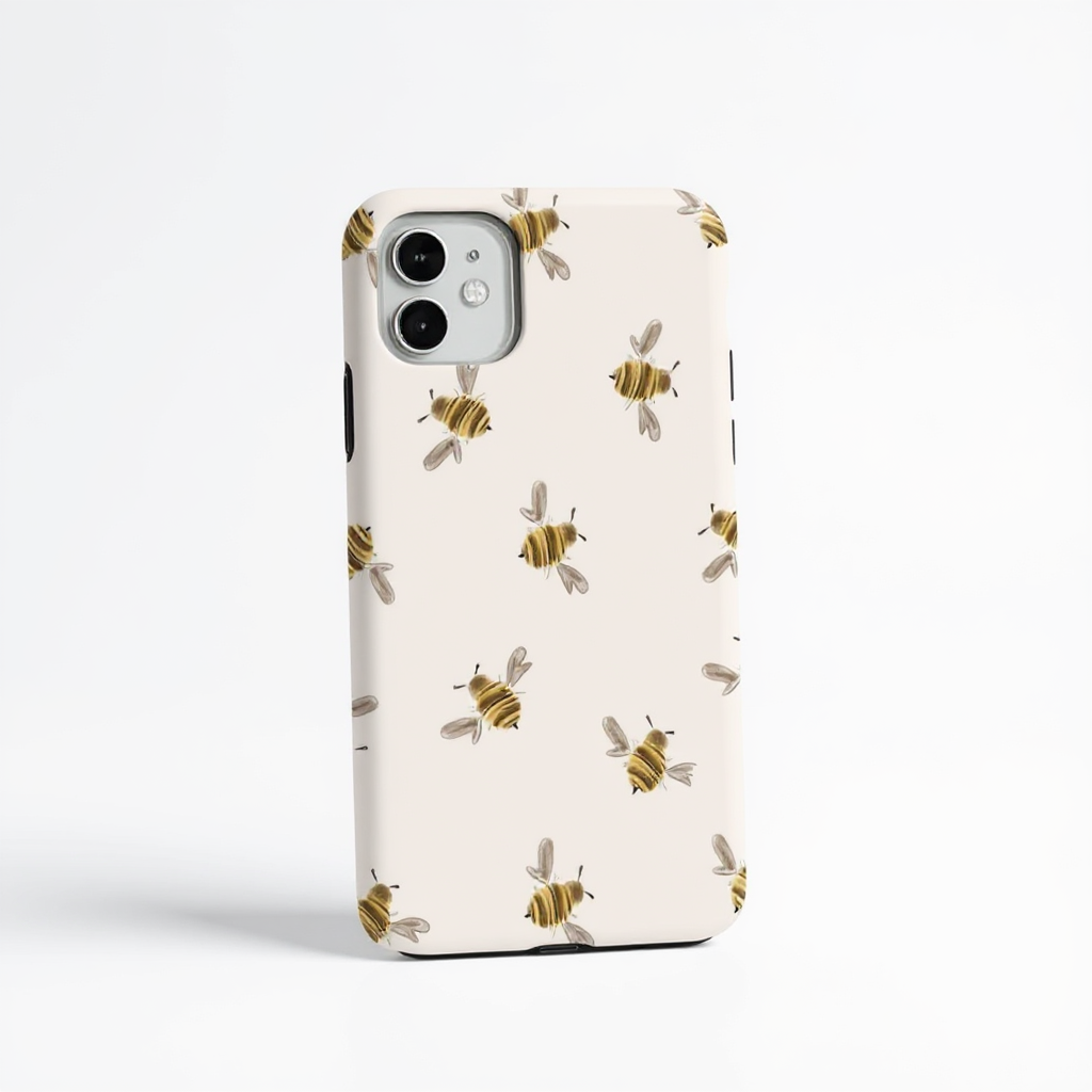 Charming Bee Print Tough Phone Case