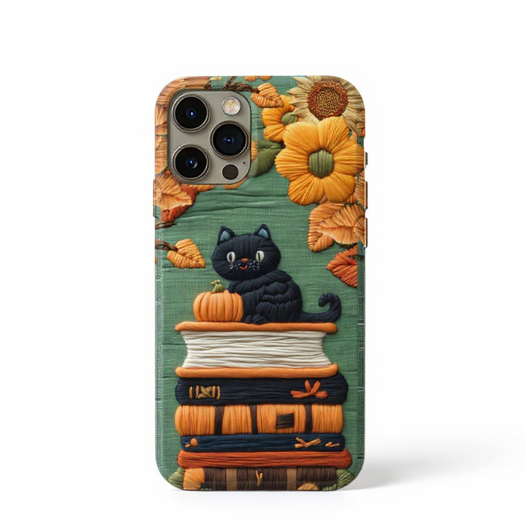 Charming Black Cat and Books Tough Phone Case