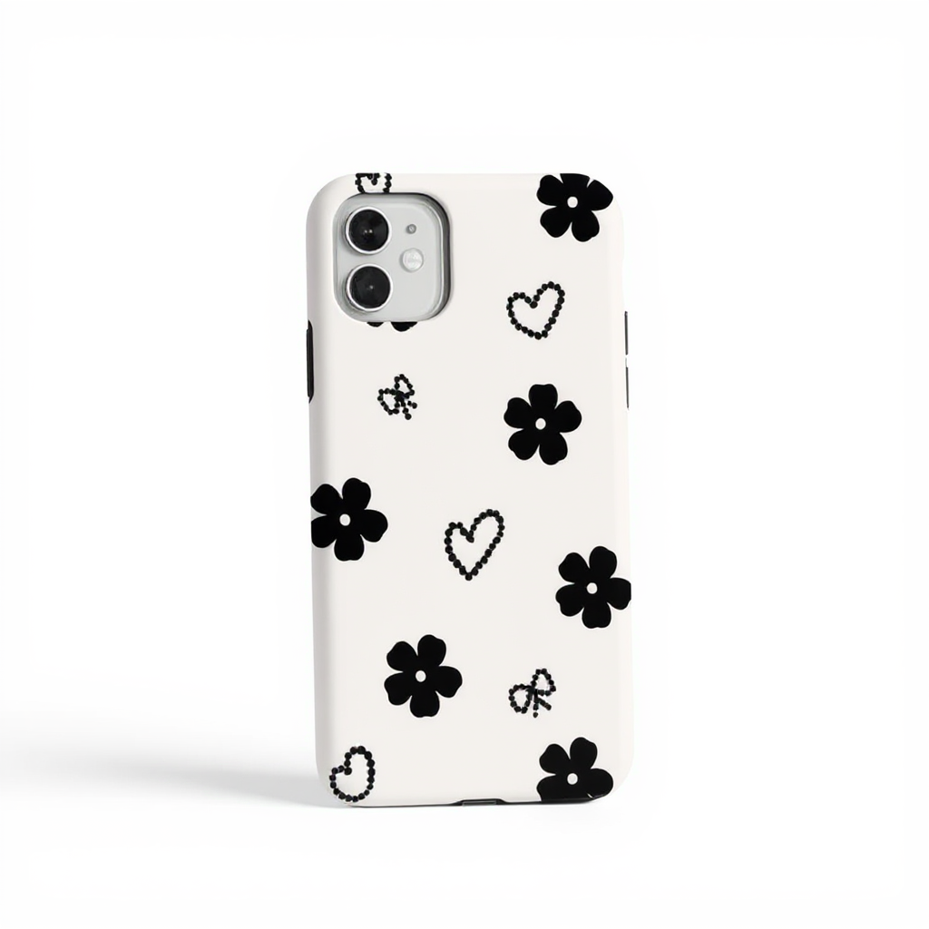 Charming Black Floral Pattern Tough Phone Case