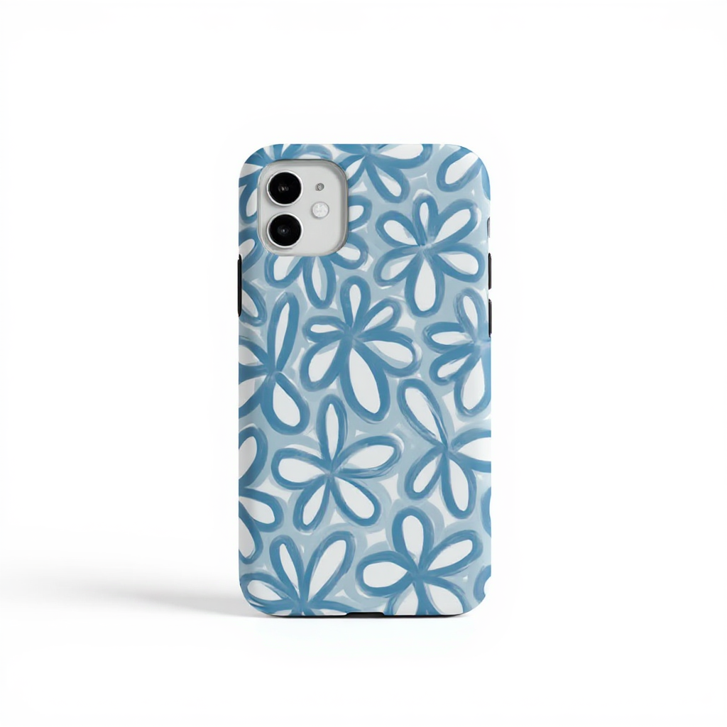 Charming Blue Floral Design Tough Phone Case