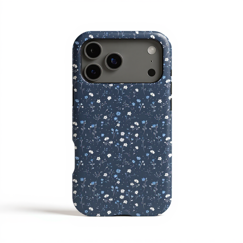 Charming Blue Floral Print Tough Phone Case
