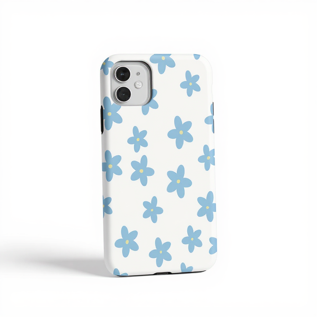 Charming Blue Floral Print Tough Phone Case