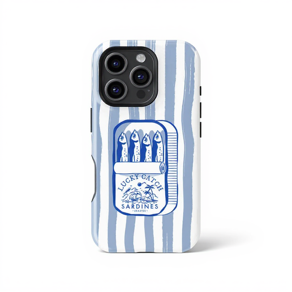 Charming Blue Striped Sardine Design Tough Phone Case