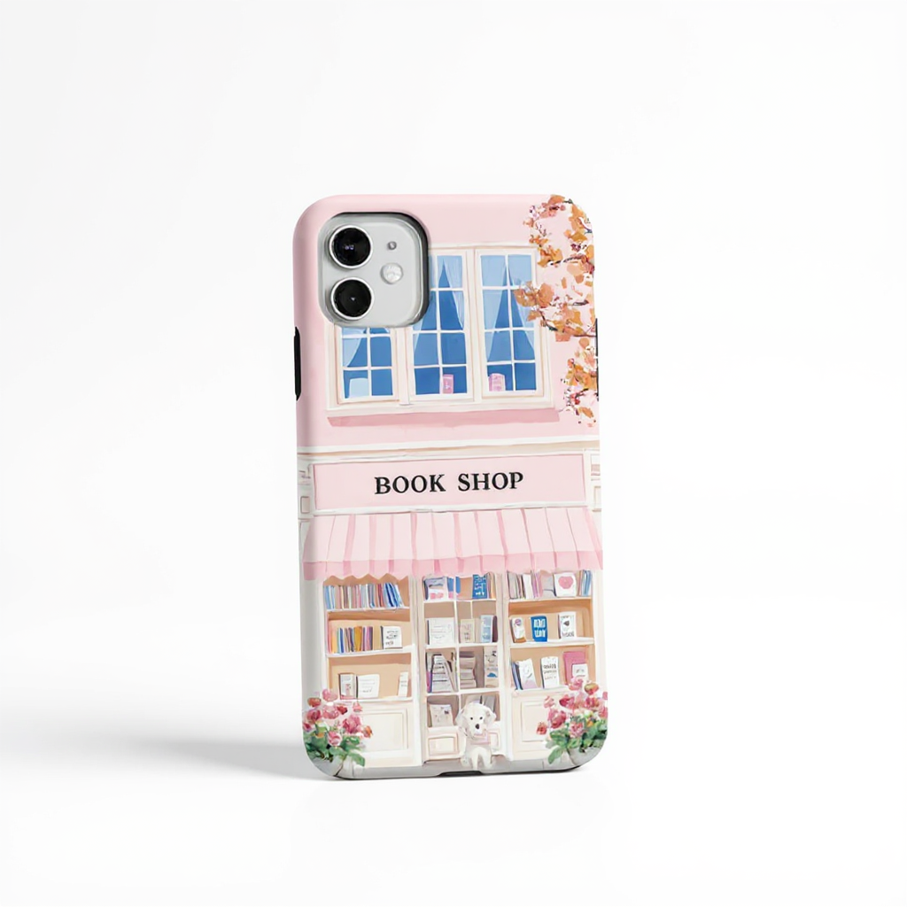 Charming Bookstore Illustration Tough Phone Case