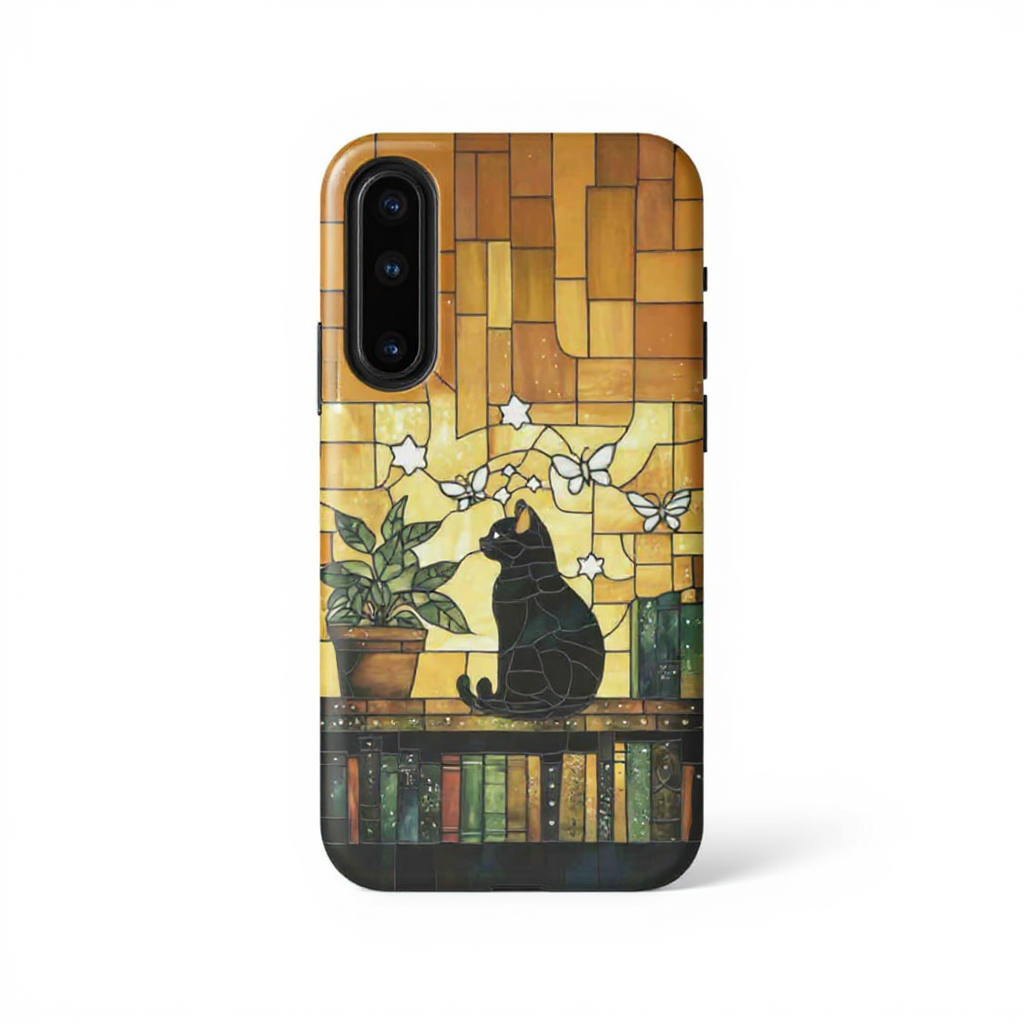 Charming Cat and Floral Art Tough Phone Case