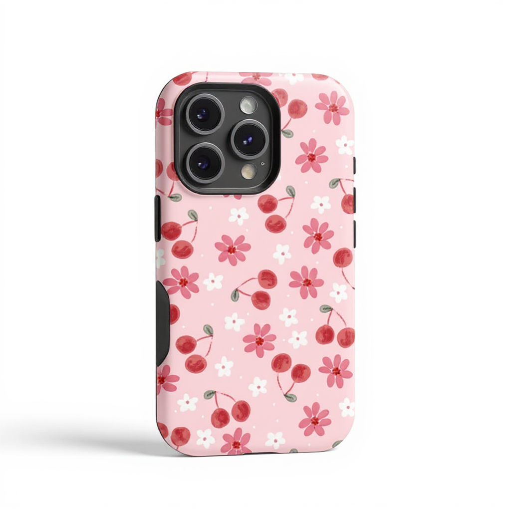 Charming Floral Cherry Design Tough Phone Case