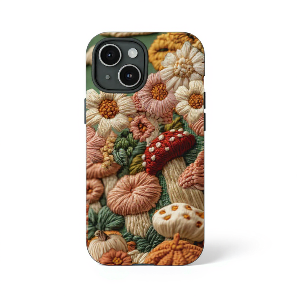 Charming Floral Embroidery Tough Phone Case