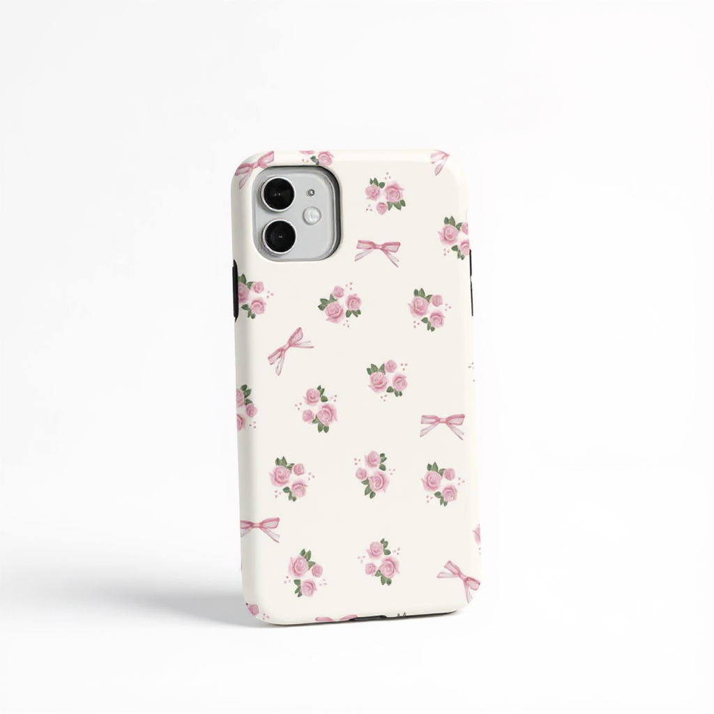 Charming Floral Rose and Bow Tough Phone Case