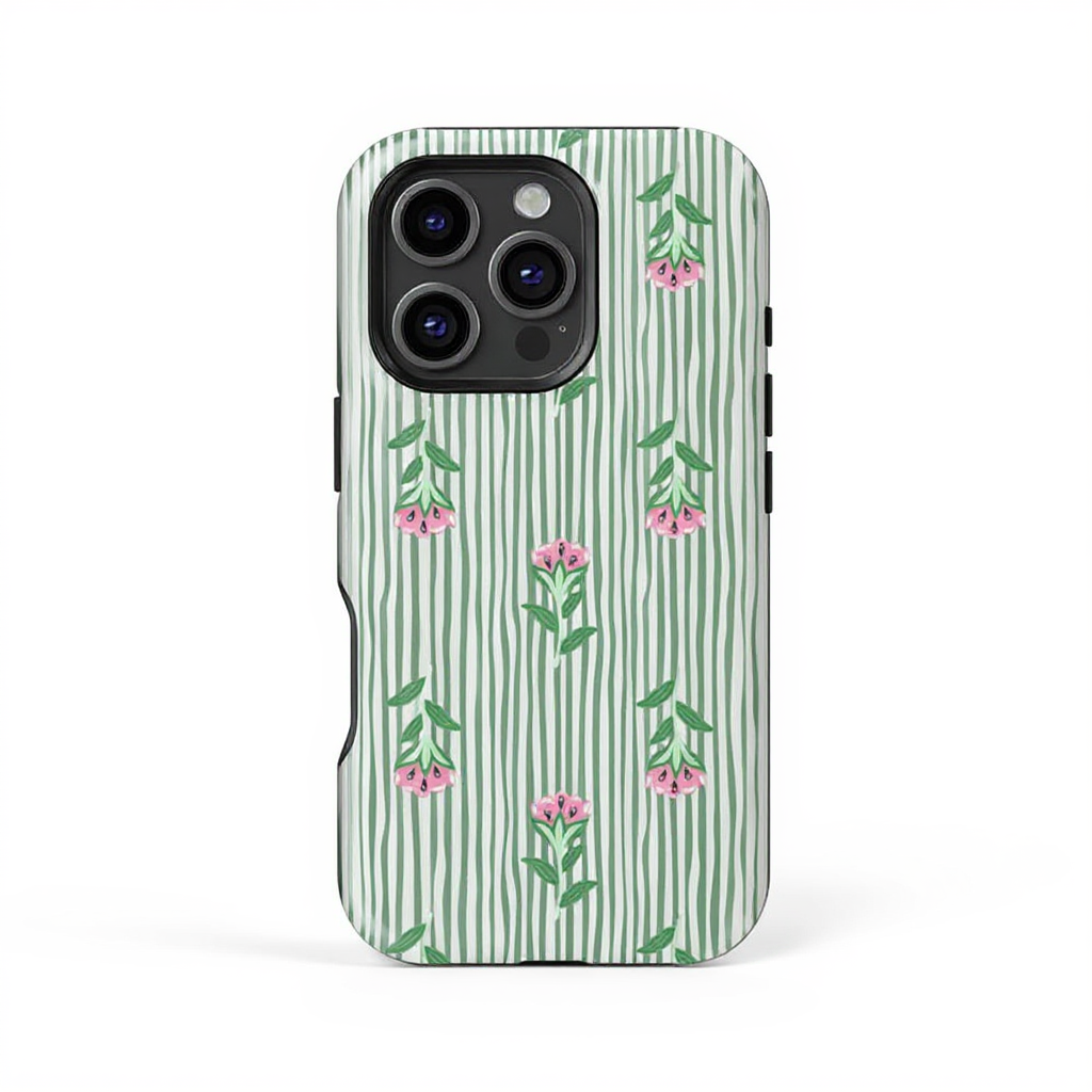 Charming Floral Stripe Design Tough Phone Case