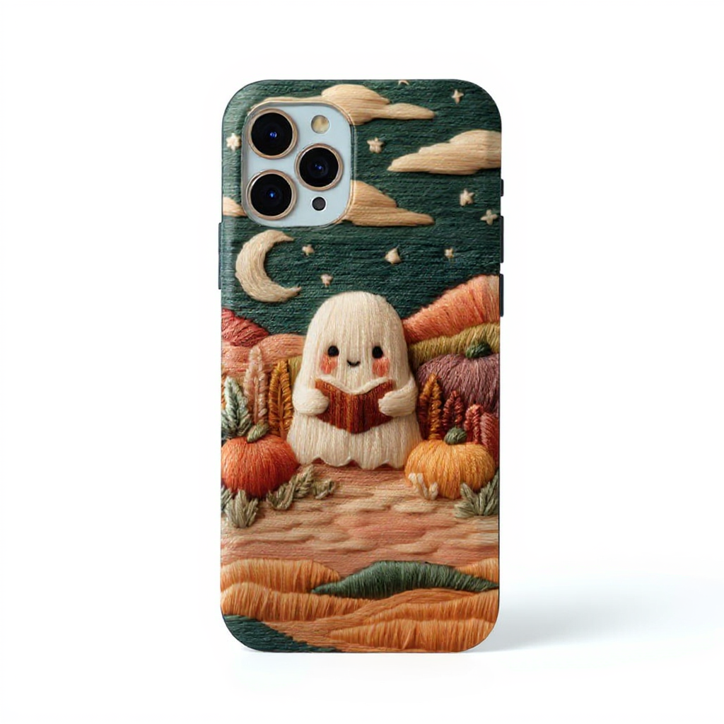Charming Ghost with Pumpkin Scene Tough Phone Case