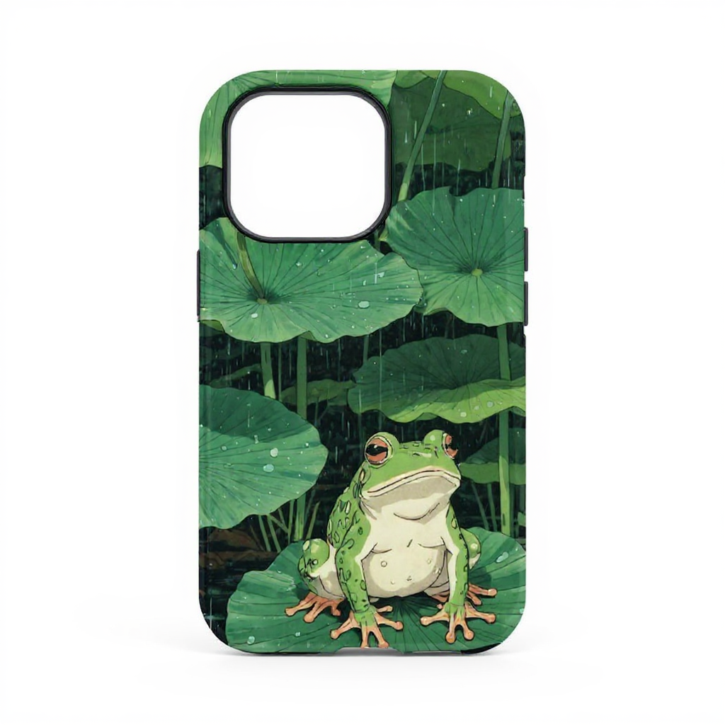 Charming Green Frog on Lily Pad Tough Phone Case