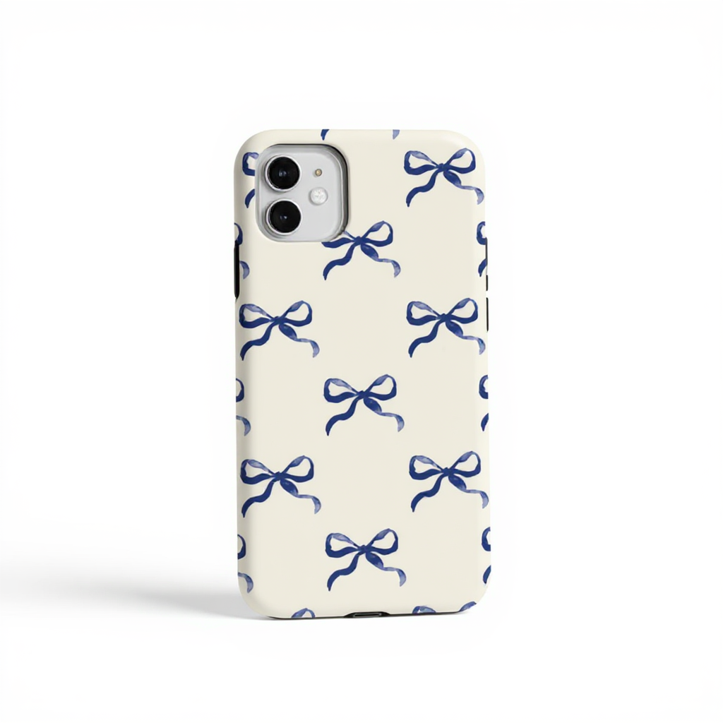 Charming Navy Bow Pattern Tough Phone Case