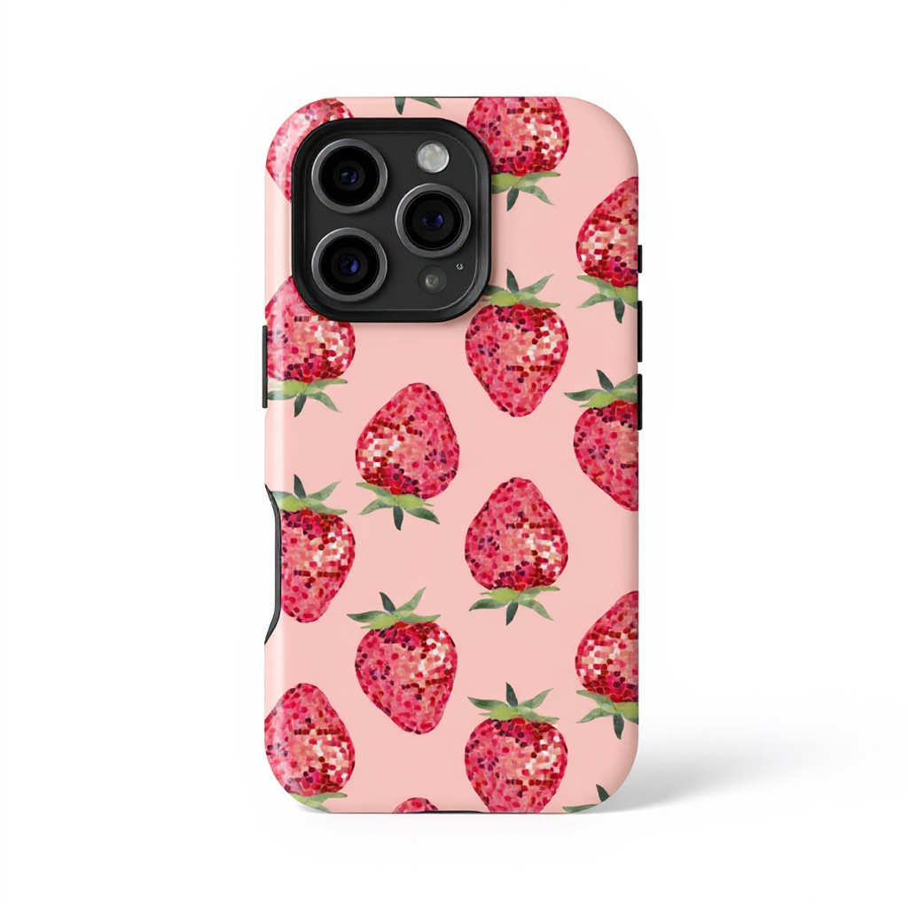 Charming Strawberry Print Tough Phone Case