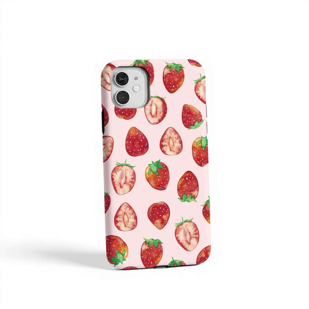Charming Strawberry Print Tough Phone Case