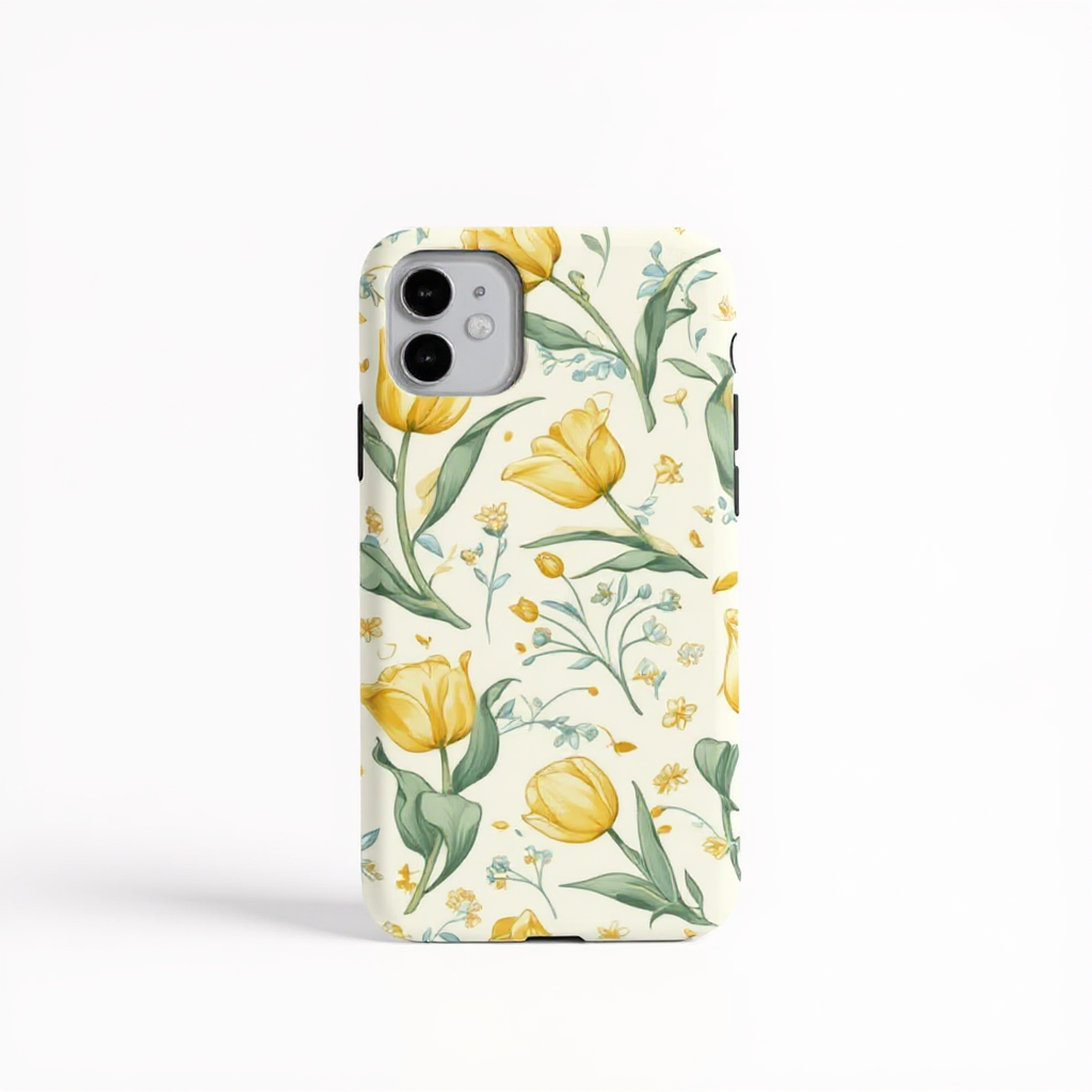 Charming Yellow Tulip Floral Tough Phone Case