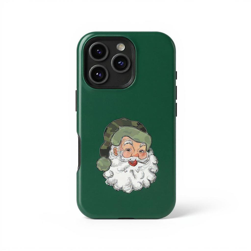 Cheerful Santa Claus Green Tough Phone Case