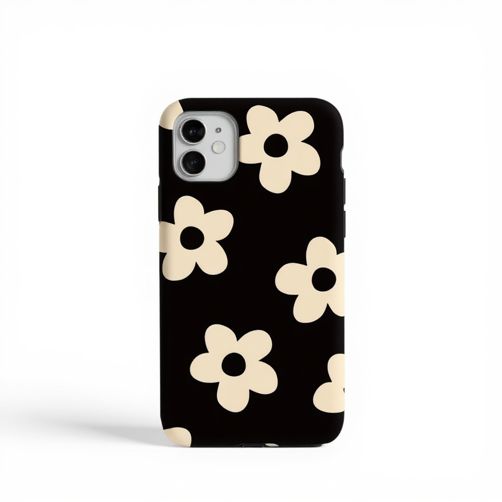 Chic Black Floral Pattern Tough Phone Case