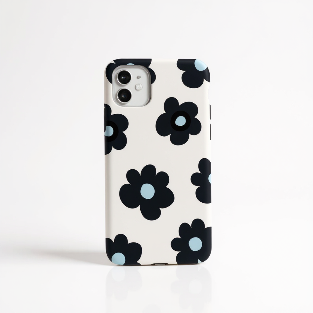 Chic Black Floral Pattern Tough Phone Case