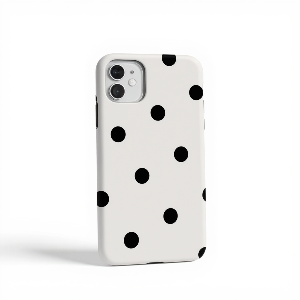 Chic Black Polka Dot Pattern Tough Phone Case
