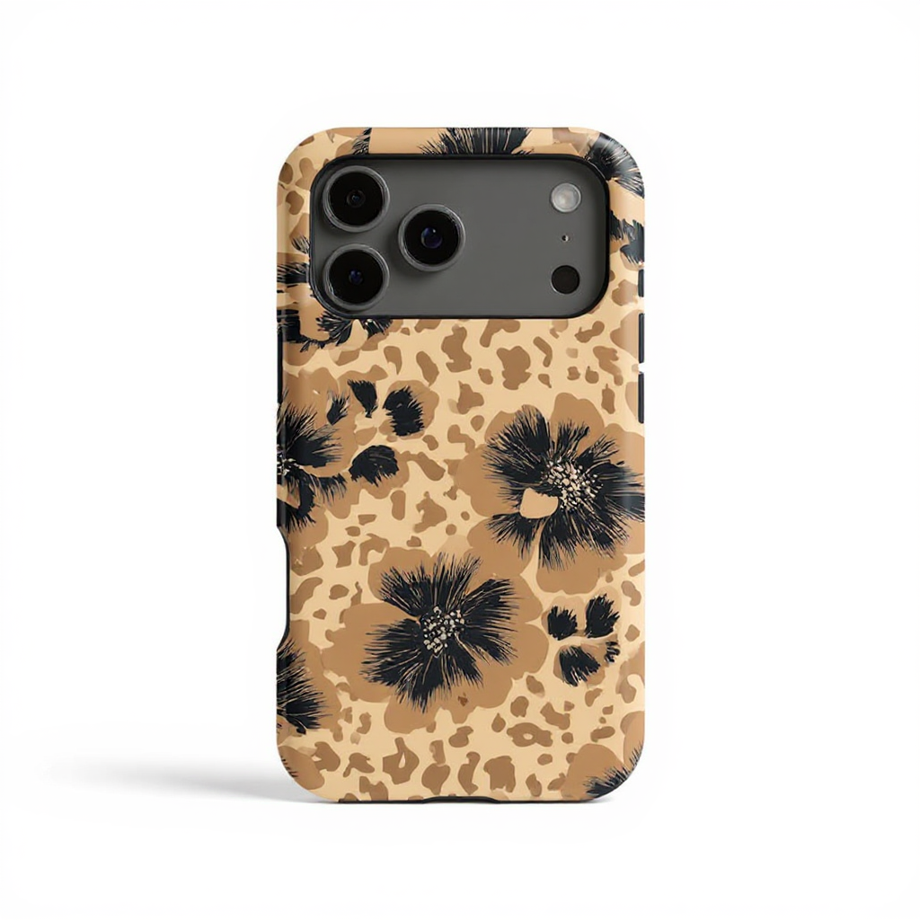 Chic Floral Leopard Print Tough Phone Case