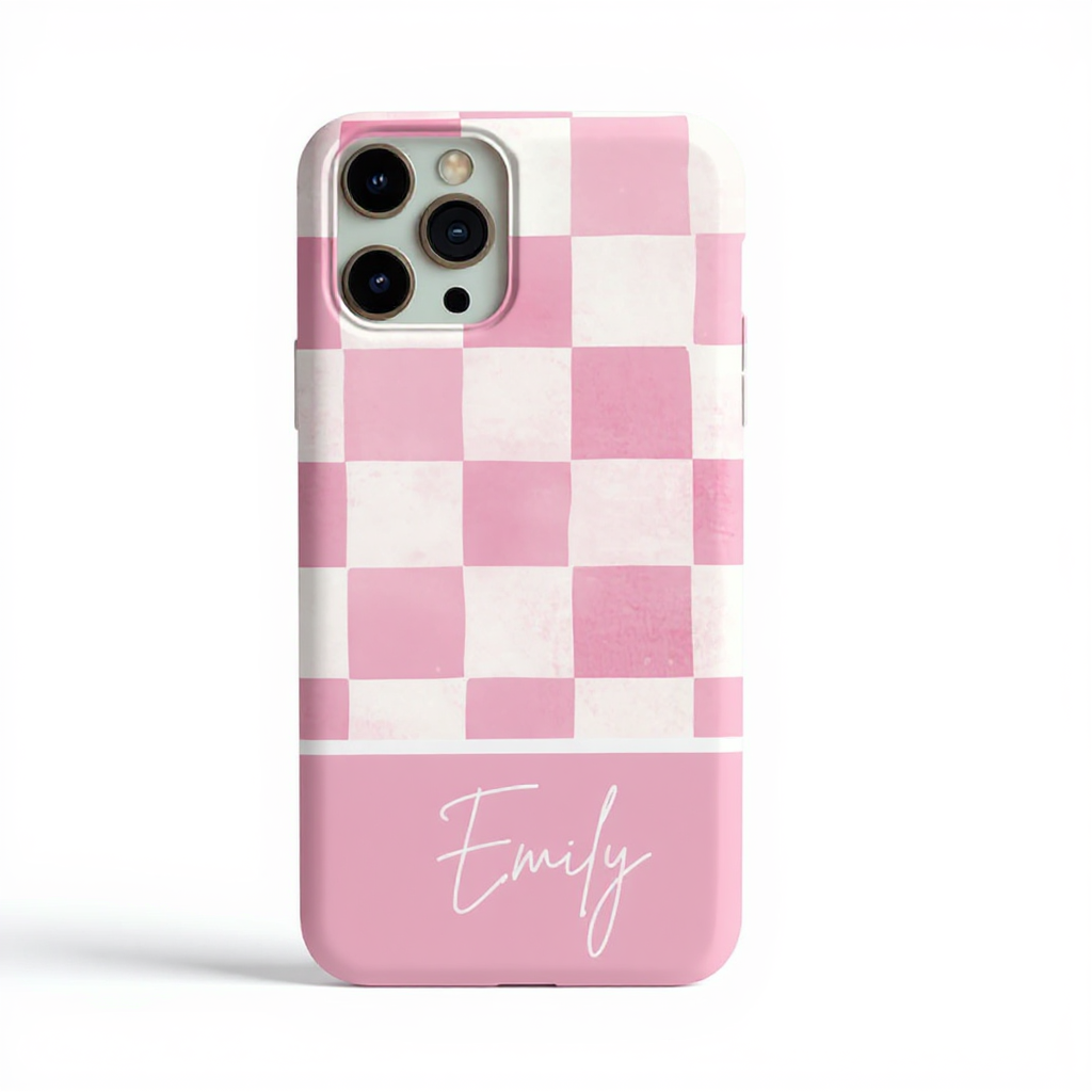 Chic Pink Checkerboard Design Tough Phone Case