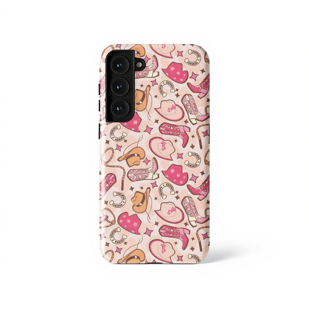 Chic Western Hat and Boot Pattern Tough Phone Case