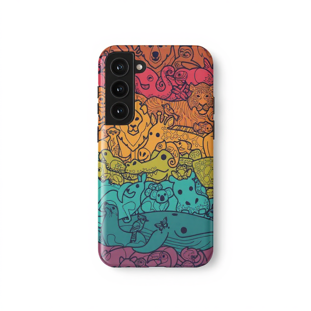 Colorful Animal Illustration Tough Phone Case