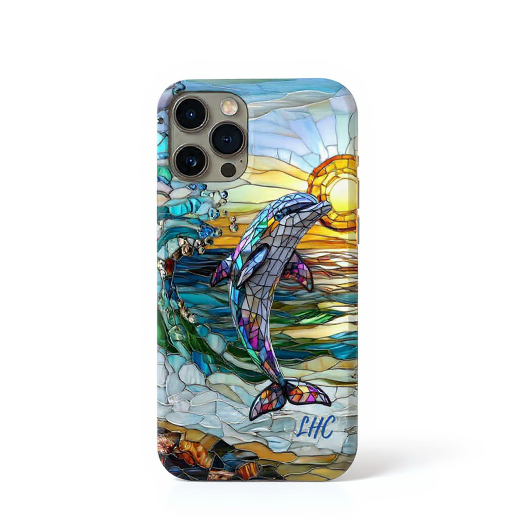 Colorful Dolphin Mosaic Art Tough Phone Case