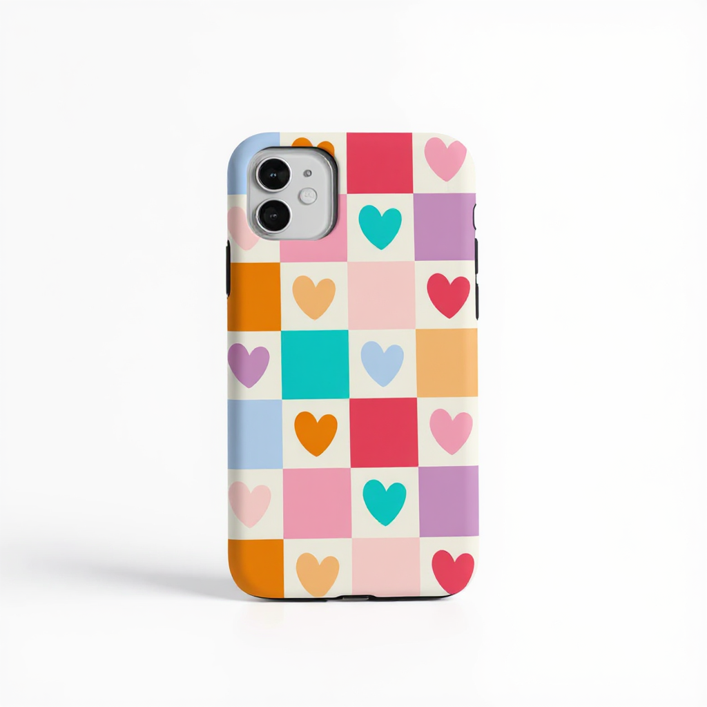 Colorful Heart Pattern Tough Phone Case