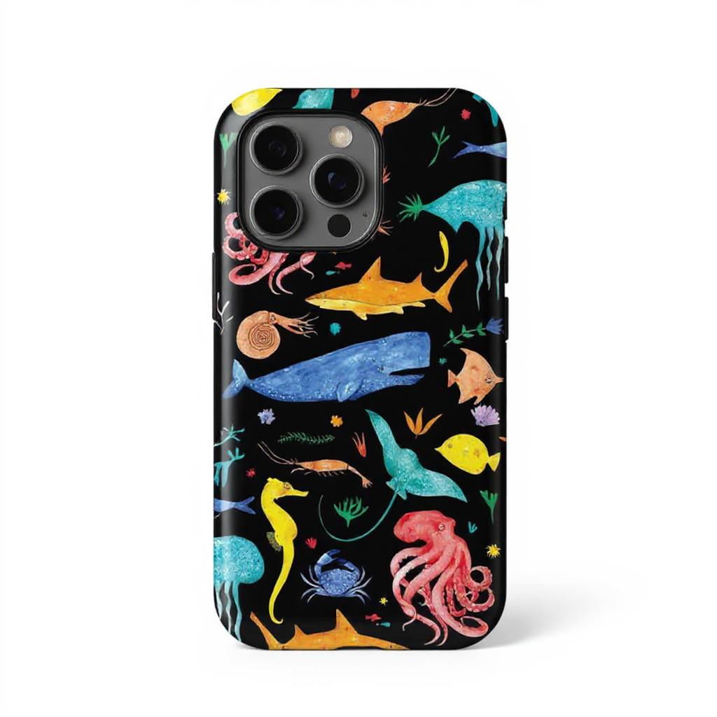 Colorful Marine Life Illustration Tough Phone Case