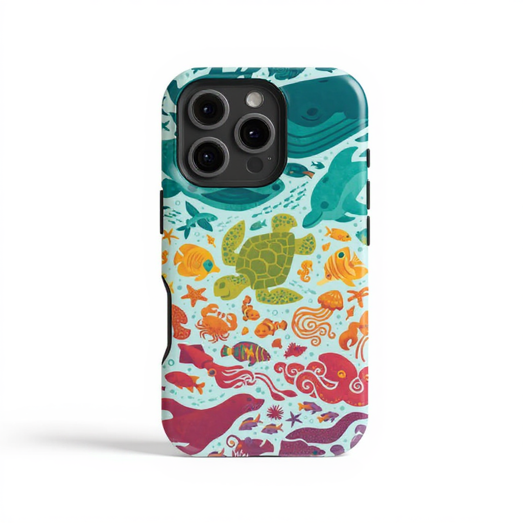Colorful Ocean Life Design Tough Phone Case