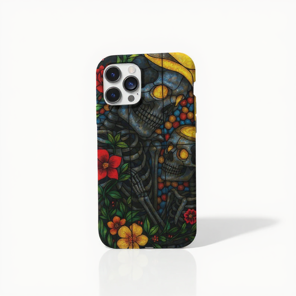 Colorful Skull and Floral Design Tough Phone Case