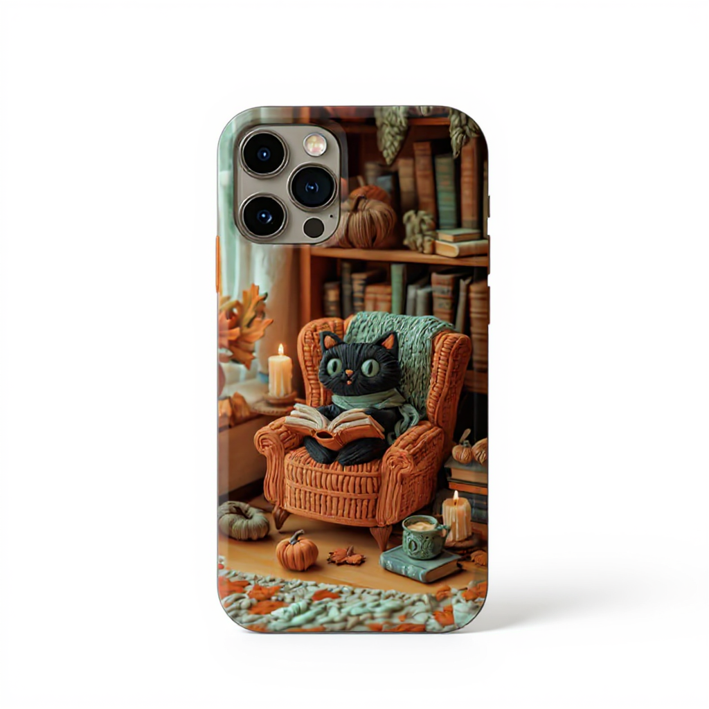 Cozy Cat Reading in Armchair Tough Phone Case