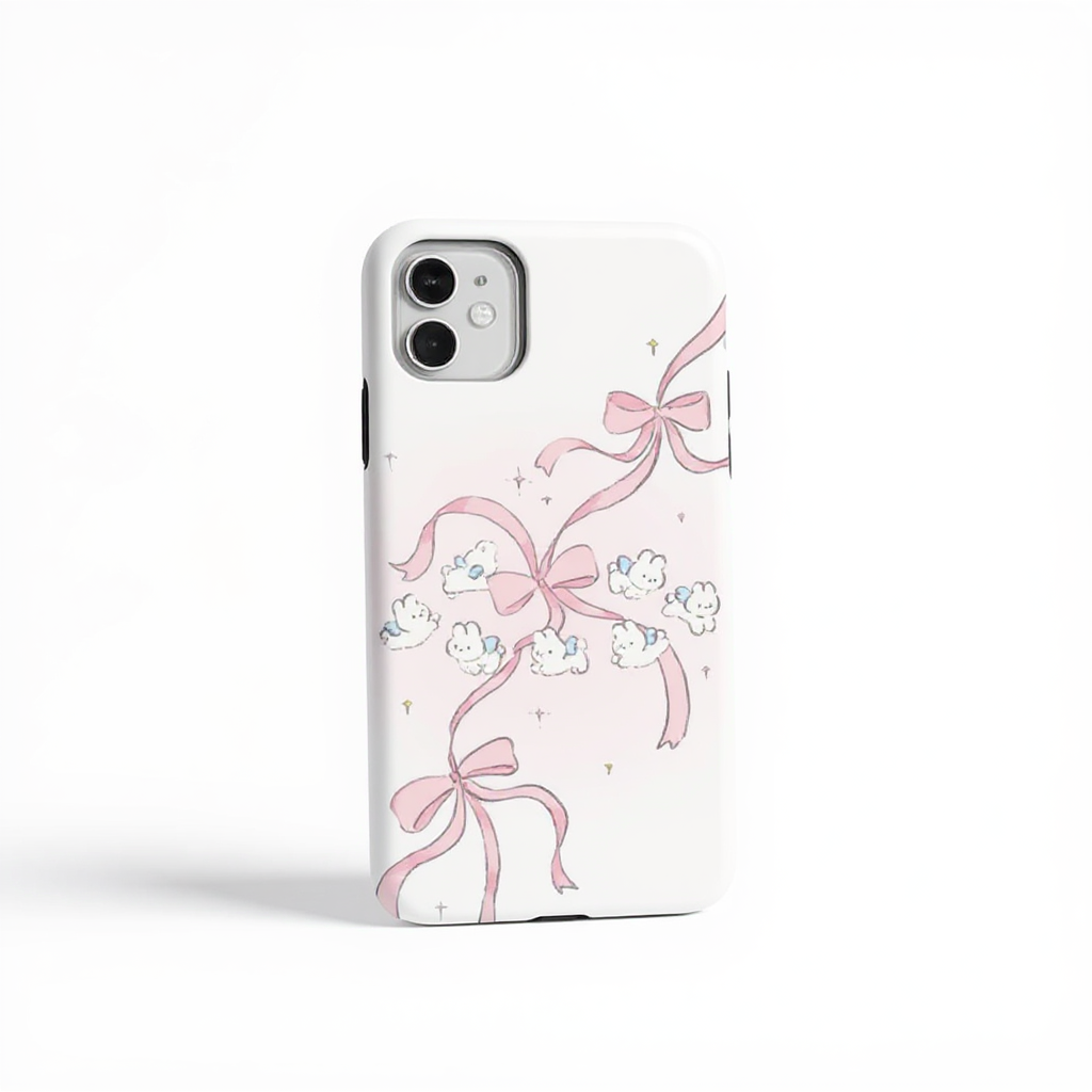Cute Bunny and Ribbon Design Tough Phone Case