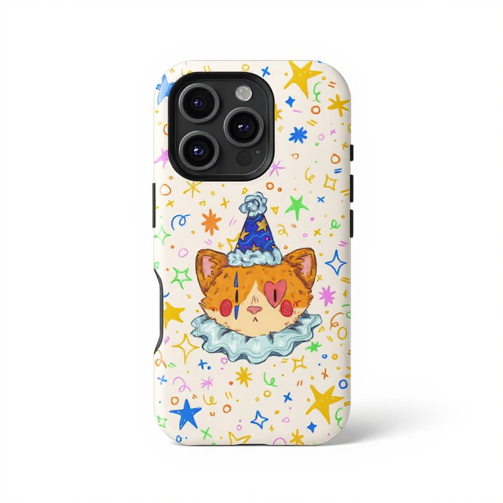 Cute Cartoon Cat Celebration Tough Phone Case