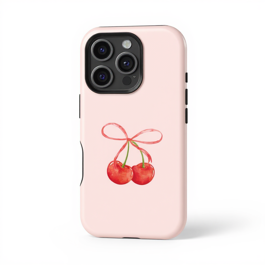 Cute Cherry Bow Art Tough Phone Case