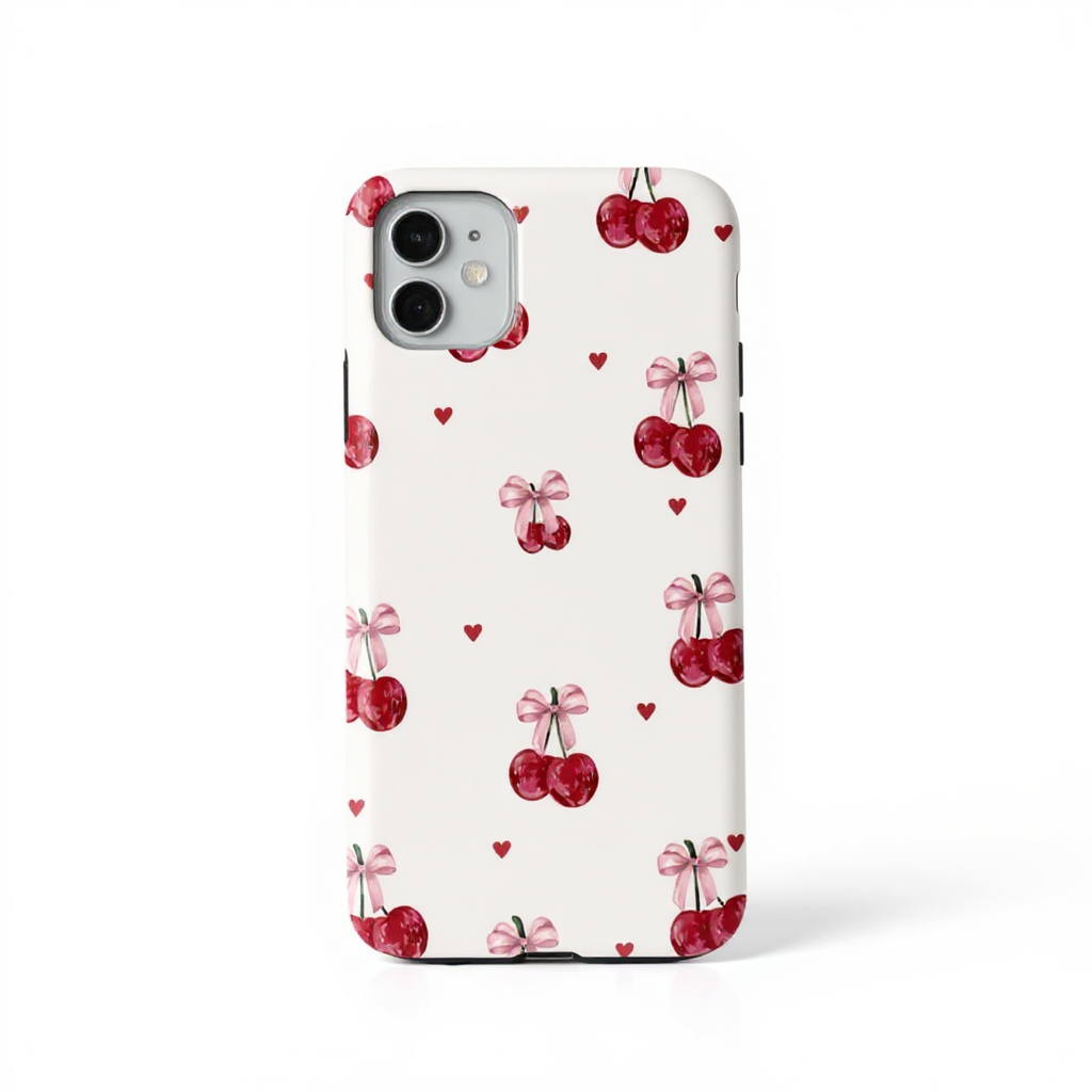 Cute Cherry Bow Design Tough Phone Case
