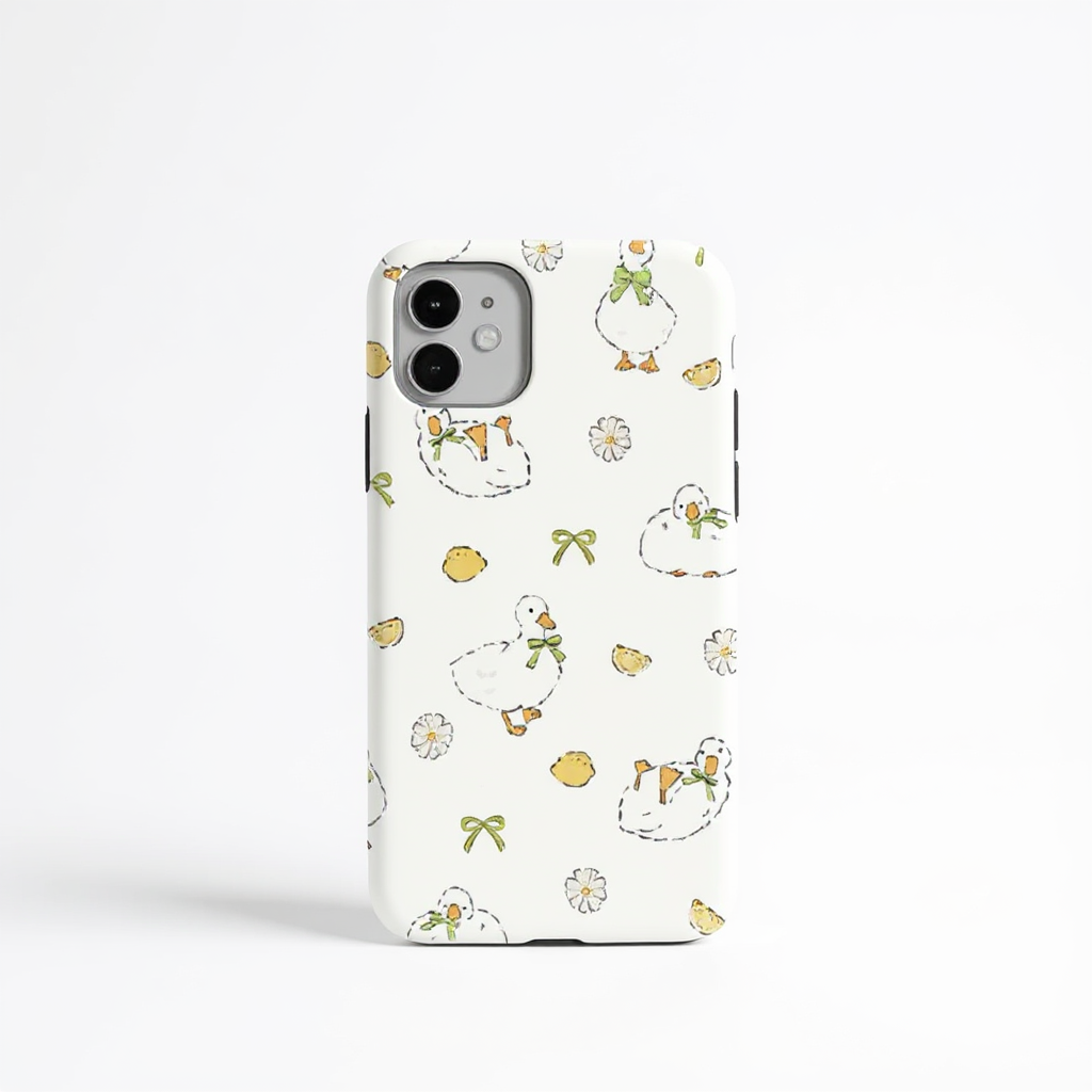 Cute Duck and Daisy Print Tough Phone Case