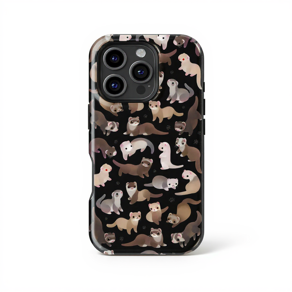 Cute Ferret Pattern Tough Phone Case