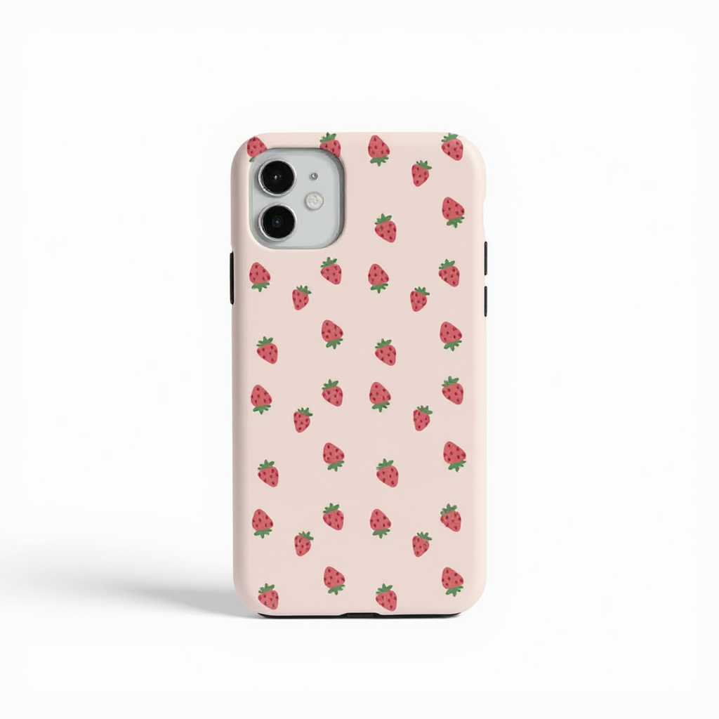 Cute Strawberry Print Tough Phone Case