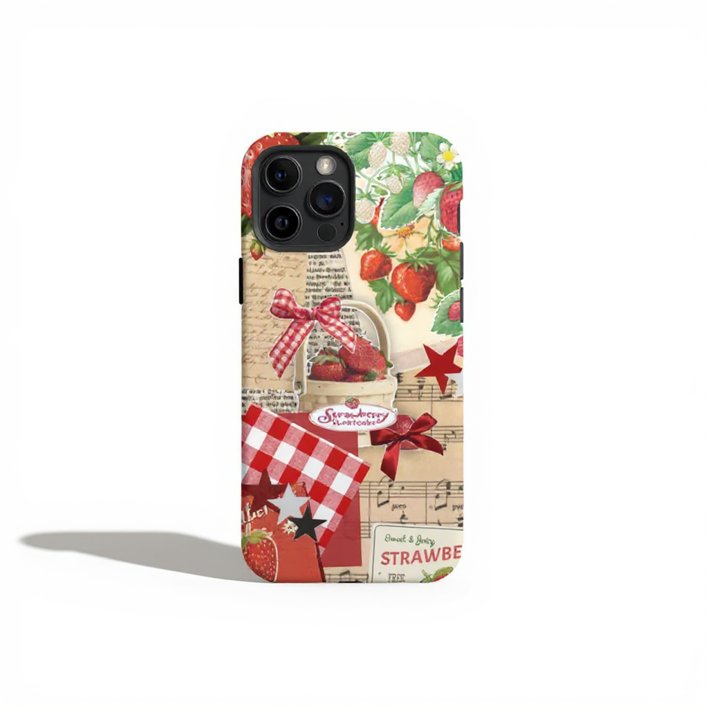 Cute Strawberry Theme Vintage Tough Phone Case