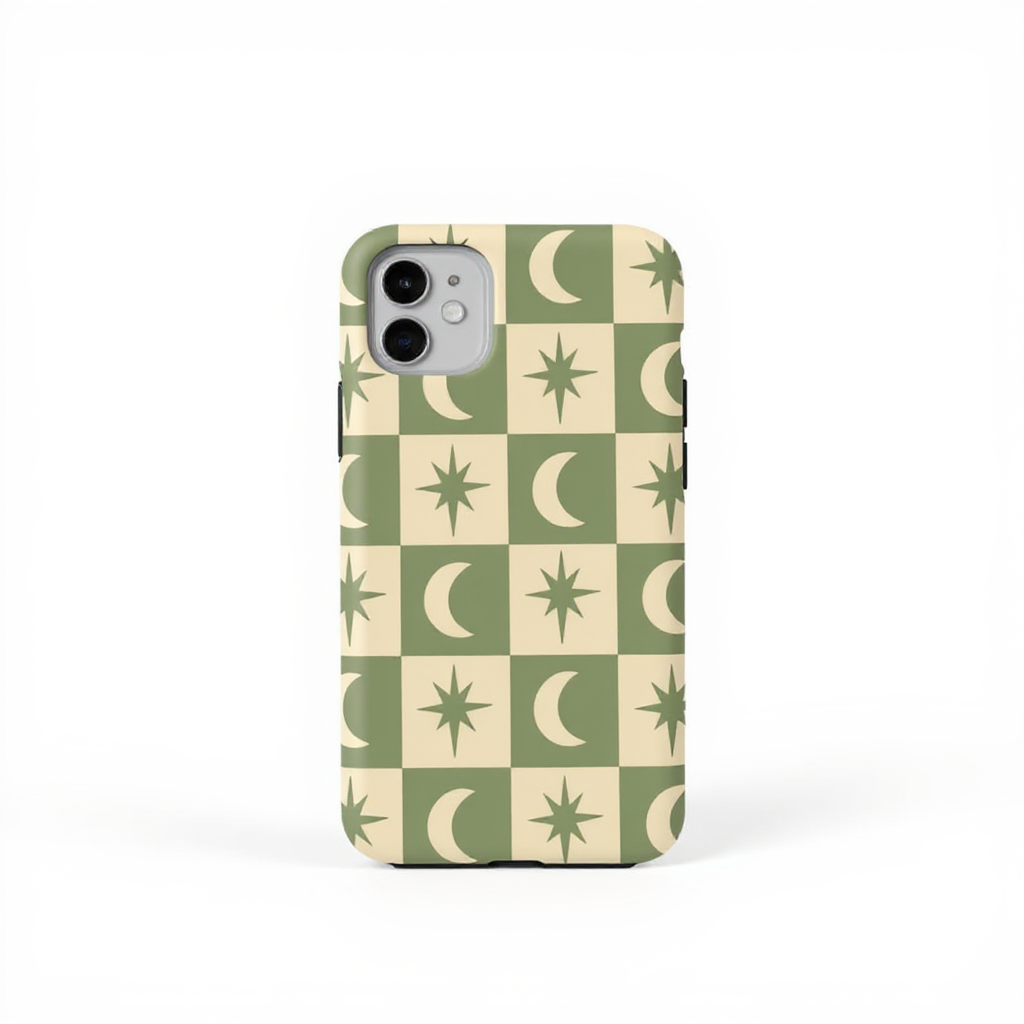 Earthy Green Celestial Pattern Tough Phone Case