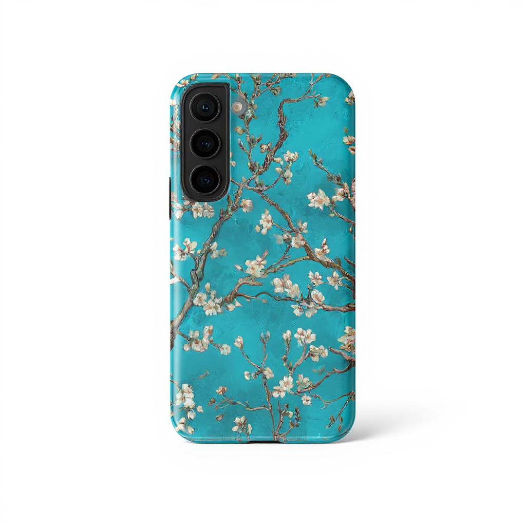 Elegant Aqua Blossom Art Tough Phone Case
