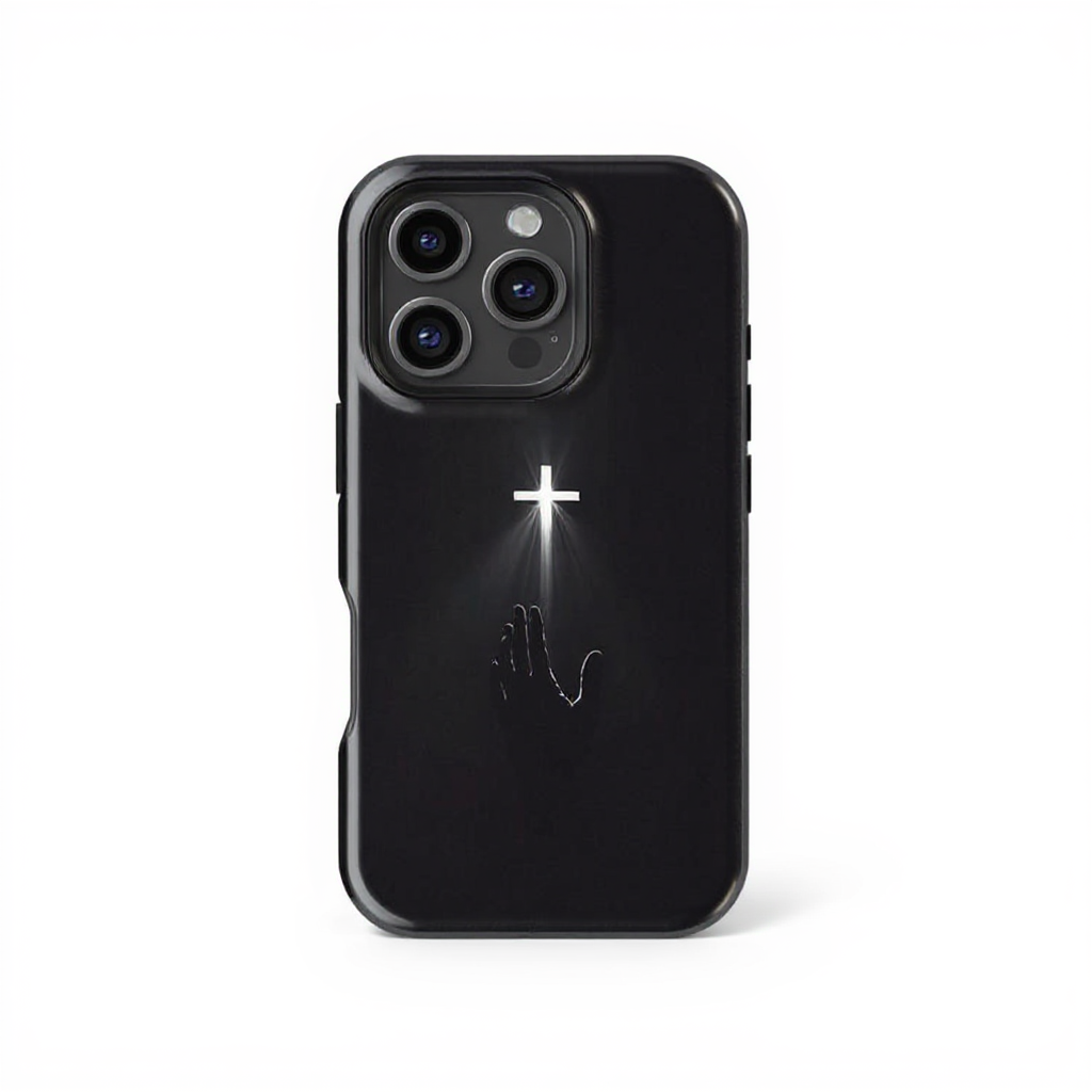 Elegant Black Cross Design Tough Phone Case
