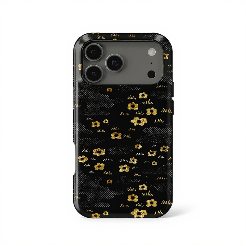 Elegant Black Floral Design Tough Phone Case
