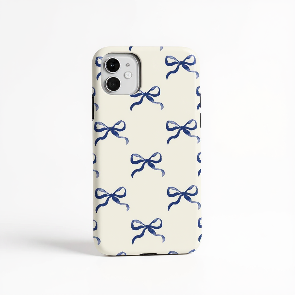 Elegant Blue Bow Pattern Tough Phone Case